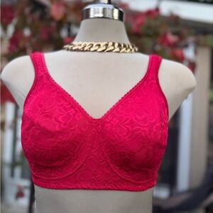 Elegant Red Lace Bralette Size 36 D
